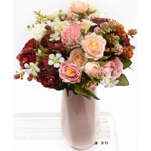 1 Bunch 5 Forks 10 Heads Artificial Rose Bouquet for Home Decoration Accessories Diy Wedding Living Room Furnishings Photo Props