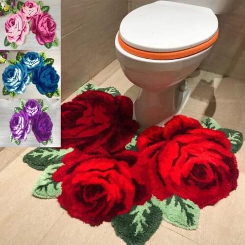New Arrival Hot Sale Beautiful and Soft Rose Rug for Bathroom Rug for Stool Rose Carpet Door Mats