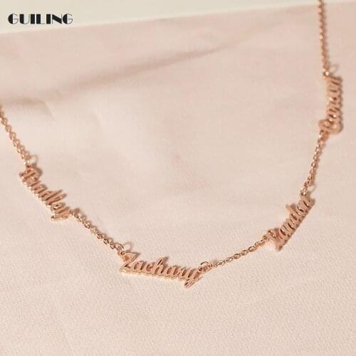 Dainty Custom Multi-name Personalized Necklace Grandmother with Child Name Necklace Stainless Steel Chain Gift Family Jewelry