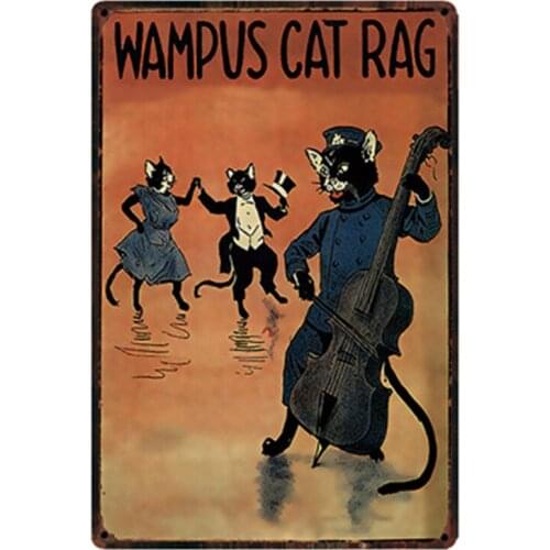 [ Kelly66 ] Cats Wampus Cat Rag Metal Sign Tin Poster Home Decor Bar Wall Art Painting 20*30 CM Size y-2075