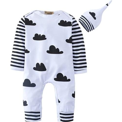 Autumn Newborn Baby Boy Infant Kids Clothes Set Long sleeve Jumpsuit Pants Hat Toddler Girls Romper Clothing Suit child Outfits