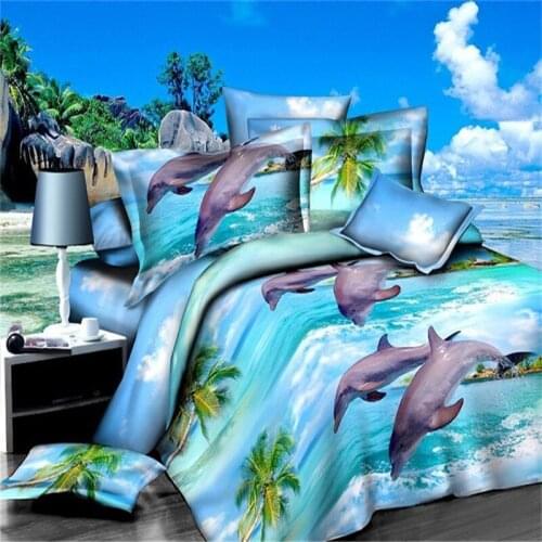 3d dolphins bedding set queen twin size duvet cover bed sheet pillow cases bed linen set