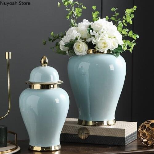 Creative Ceramic Vase Storage Jar Decoration Living Room Dried Flower Flower Arrangement Accessories Modern Home Decoration