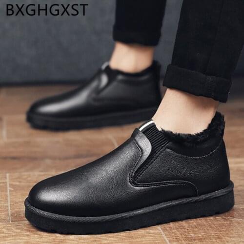Loafers Mens Boots Casual Shoes Snow Boots 2020 Brand Fashion Leather Shoes Men Black Ankle Boots Men Winter Shoes Buty Meskie