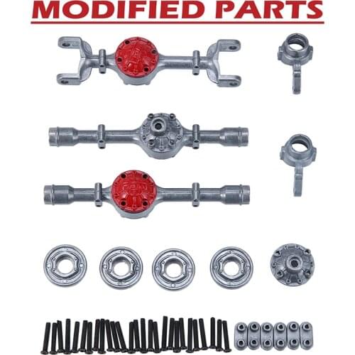 Mayitr 1 Set Metal Front + Middle + Rear Axle Housing Bridge Shell Kit Upgrade Parts for WPL B36 B16 6WD RC Car Truck