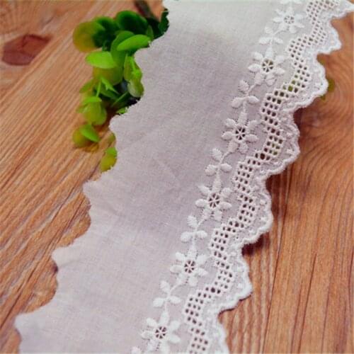 New Arrival Off-white Cotton Cloth Embroidery Lace Trim DIY Lace Fabric Width 6.5cm 5Yds/lot