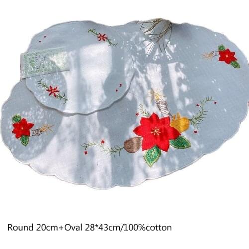 NEW Cotton oval Lace Embroidery table place mat pad Cloth napkin placemat cup mug wedding coaster Christmas dish doily kitchen