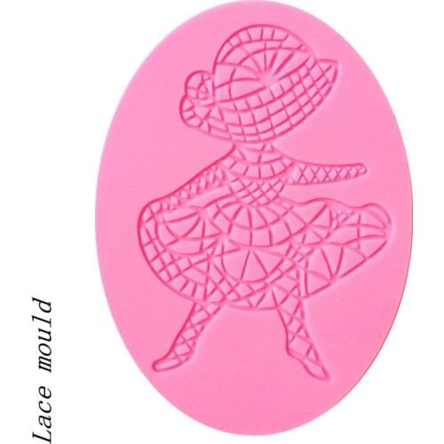 Wholesale Silicone mat Floral dancer girl with hat lace mold decoration for fondant cake Sugar lace mold