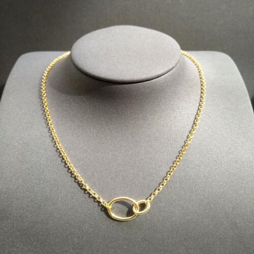 S925 sterling silver necklace June new interlocking circular chain length necklace men and women can be matched