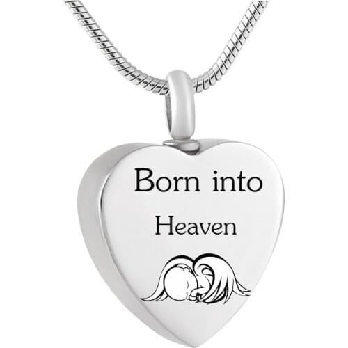 Loss of Child/Baby Memorial Keepsake Urn Necklace for Ashes for Mom Miscarriage Sympathy Gift-Born into Heaven