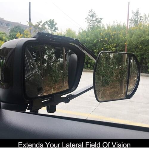 Adjustable Trailer Towing Dual Car Rearview Mirror Clip-on Trailer Wing Extension Towin PP Nylon Mirror Glass for Caravan Traile