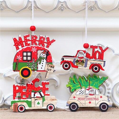 Christmas Snowflakes Car Wooden Pendants Xmas Tree Ornaments Home Hanging Decor Christmas Decorations for Home New Year Navidad