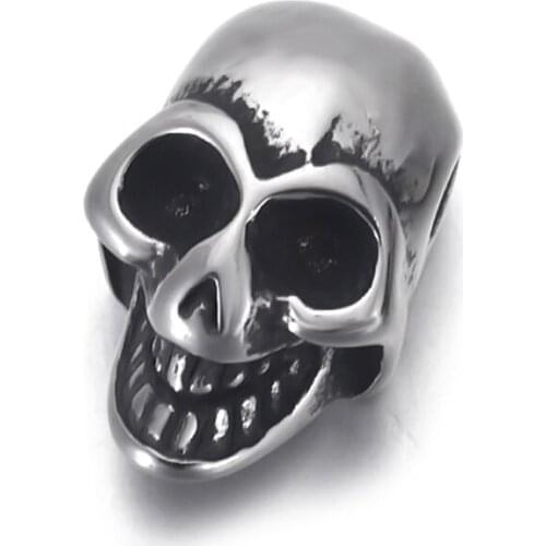 Stainless Steel Skull Bead Spacer Polished 2mm Hole Beads Metal Charms DIY Bracelet Jewelry Making Accessories