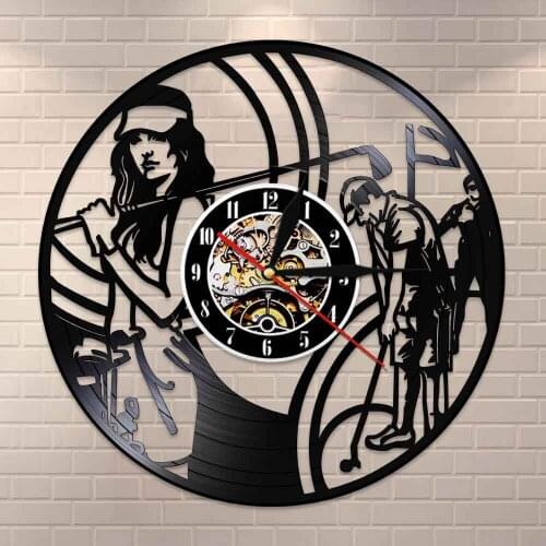 Golf Sports Club Wall Clock Golf Exclusive Vinyl Record Clock Made Of Vinyl Record 3D Wall Watches Handmade Gift