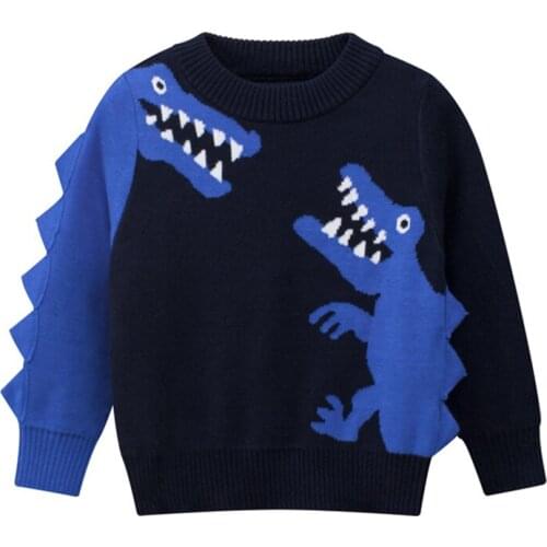 Dinosaur Sweater 2021 Spring And Autumn Baby Boys And Girls Pullover Knitted Sweater Cartoon Toddler Childrens Clothing 2-8Y