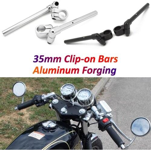 Vintage Motorcycle Clip-on Handlebars 35mm CNC Aluminum Alloy Front Fork Adjustable Clip On Bars for Cafe Racer Royal Enfield