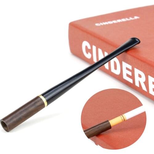 High Quality Straight Cigarette Pipe 3mm Filter Ebony Wood Smoking Pipe 5.5 / 8 mm Cigarette Holder smoke tool