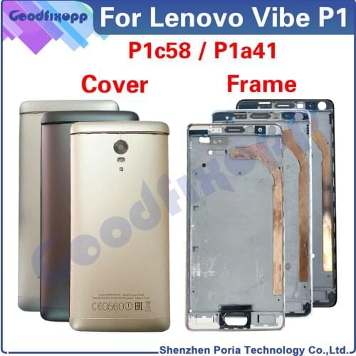 For Lenovo Vibe P1 P1c58 P1a41 Front Frame Battery Back Cover Rear Case Cover Middle Frame Rear Lid LCD Frame