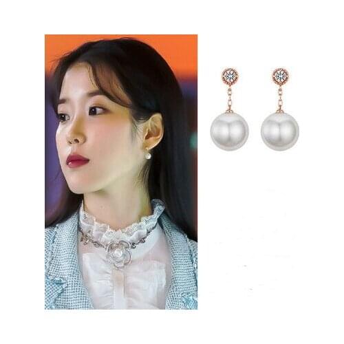DEL LUNA Hotel IU Korean dramas TV New Fashion personality Pearl Eardrop Elegant For Women Earrings pendientes brincos ornament
