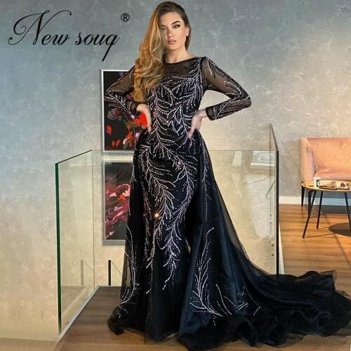 New Arrival Black Evening Gowns 2021 Two Pieces Robes De Soiree Arabic Wedding Party Gowns Middle East Evening Prom Dresses