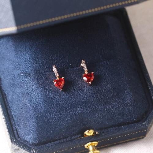 ZHOUYANG Drop Earrings For Women Romantic Red Love Heart AAA+ Cubic Zirconia Wedding Bride Gift For Girls Fashion Jewelry E024