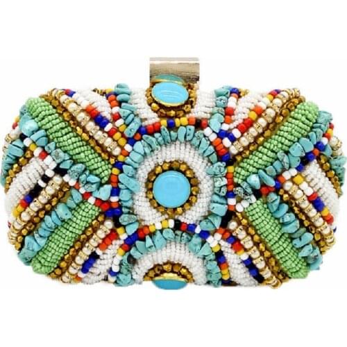 15.5x9CM Clutch Bag Style Dinner Bag Aluminum Frame Chain Bag Bead Embroidery Clutch Bag Beaded Banquet Bag a6678