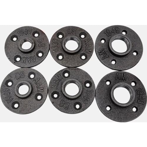 2Pcs Malleable Cast Iron Pipe Flange Threaded Antique Fixed Base Wall Mounted Pipe Fitting Retro style Flange DN15/20/25/32/40