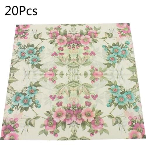 20 Pieces Disposable Printed Square Tissue flower Pattern Party Festive Celebration Paper Napkins Tableware Supply