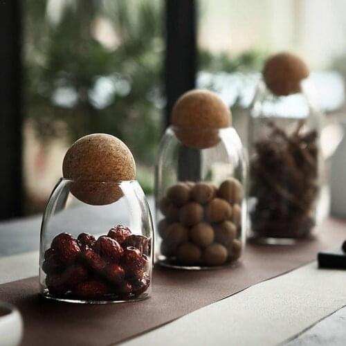 Spice Jars Borosilicate Transparent Glass Sealed Can Kitchen Storage Tank Grains Storage Jar Creative Cork Tea Containers Jar