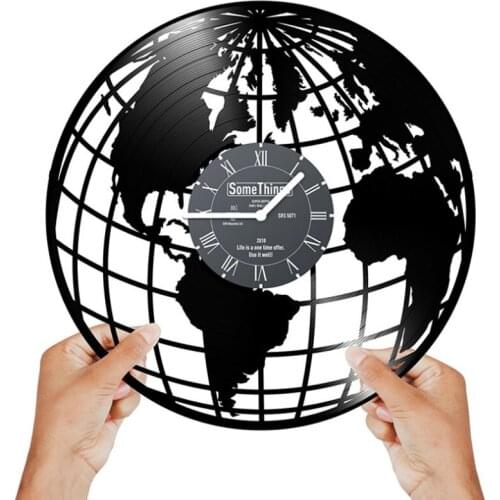 New Creative Novelty Living Room Vintage Retro Vinyl Wall Clock Earth Themes CD Record Clock Large 3D Home Decor Watch
