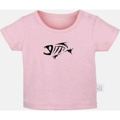 Skeleton Fish Design Newborn Baby T-shirts The Ass Family Jack Smart Lazy Kiss Dumb Graphic Solid Color Short Sleeve Tee Tops