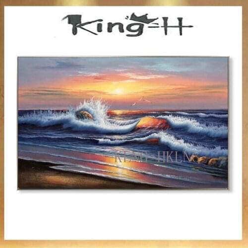 KOWELL 100% Handpainted Realistic Seaview Oil Painting On Canvas Art Gift Home Decor Living Room Wall Art Frameless Pictu