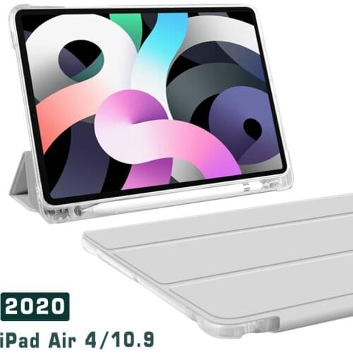 Flip leather case For iPad Air 4 10.9 2020 Translucent back Case With Pen slot For Apple iPad Air 4th Gen Stand Case
