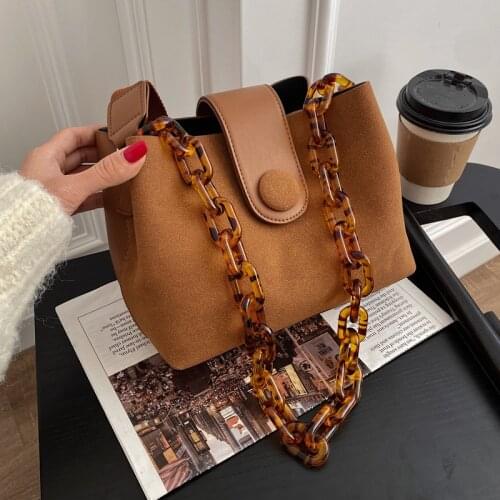 Retro frosted bag female 2021autumn and winter new trendy fashion all-match messenger bag luxury leather one-shoulder bucket bag