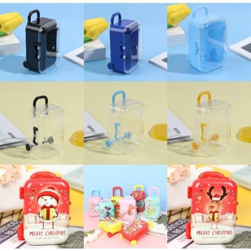 Lovely Mini Suitcase for Dolls Miniature Trunk Dollhouse Decoration Small Clutch Jewellery Box Coin Purse Christmas Trolley Box