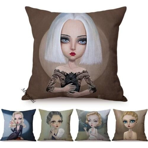 Fashion Super Cute Small Princess Pillow Case Vogue Sexy Girl Cartoon Cushions Cover for Sofa Home Car Linen Decor Pillowcase