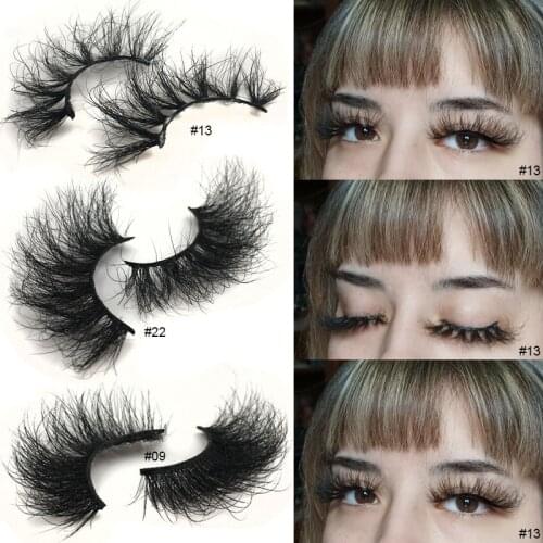 False Eyelashes 25 mm Mink Lashes Dramatic Long Fluffy Messy Eyelashes Makeup 3D Lashes 25mm Mink Eyelashes Wholesale