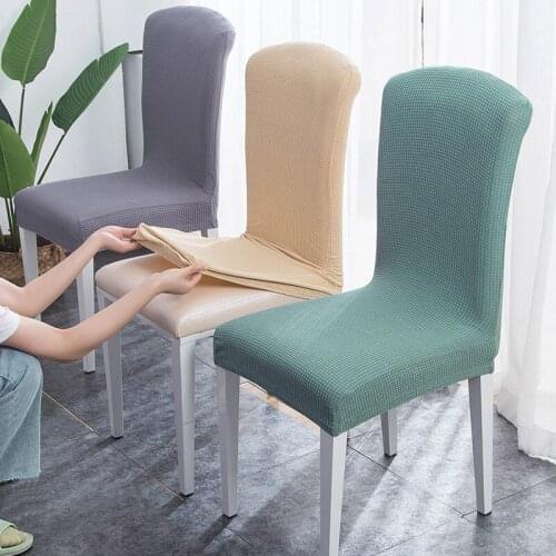 Solid Jacquard Chair Covers Spandex For Wedding Dining Room Office Banquet housse de chaise chair cover