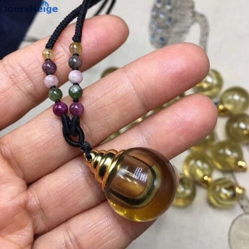 Wholesale Yelllow Natural Crystal Pendants Carved Wishing Bottle Pendant Necklace for Women Men Evil Spirits Crystal Jewelry
