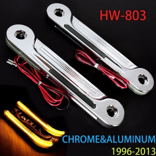 Front Chrome Shallow Cut LED Flush Fork Turn Signals Brackets For Harley Touring Electra Street Glide FLH/T FLHX FLHR 1996-2013