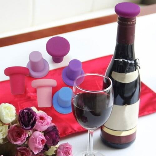 Food Grade Silicone Red Wine Bottle Lid Beer Stopper Caps Bar Tool Durable Sealed Cork Cap Cover for Oil Wine Vinegar Liquid