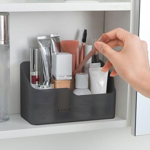 Plastic Makeup Organizer Bathroom Storage Box Cosmetic Organiser Desktop Make Up Jewelry Sundries Container