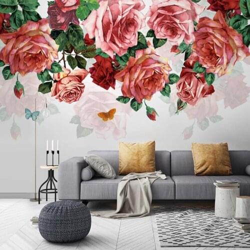 Custom Photo Modern Hand Painted Rose Flower Mural Wallpaper Romantic Pastoral Living Room Sofa Bedroom Decoration Wall Painting