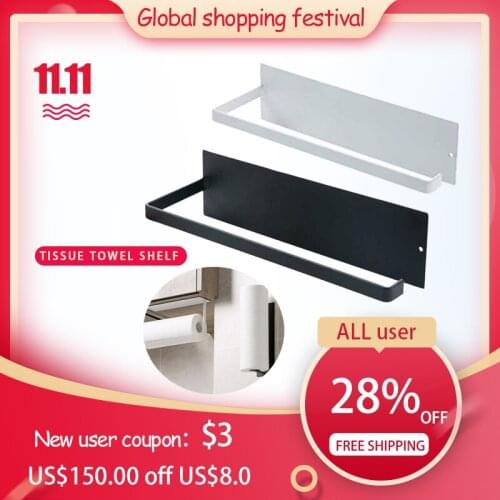 Self-adhesive Iron Tissue Towel Shelf Kitchen Storage Rack Door Bathroom Toilet Roll Paper Holder Hanging Home Organizer cocina