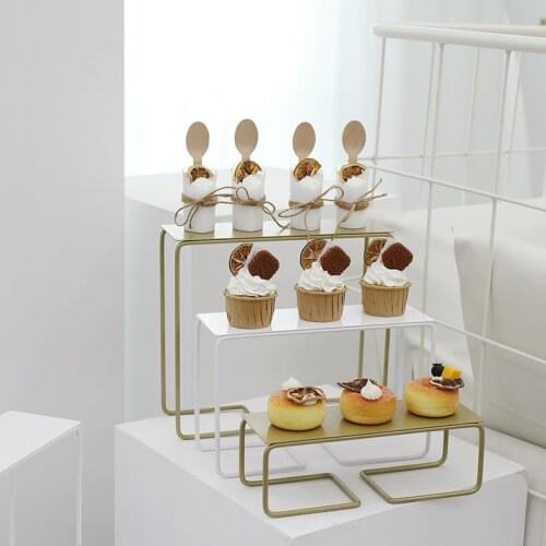 Nordic flash golden metal cake stand wedding ladder dessert decoration table window display stand cold food pastry iron tray