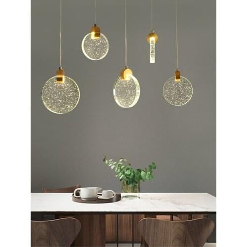 Modern Crystal Bubbles Pendant Lights Dining Room Restaurant Luxurious Living Room Long Round Single-head Pendant Lamps Fixtures