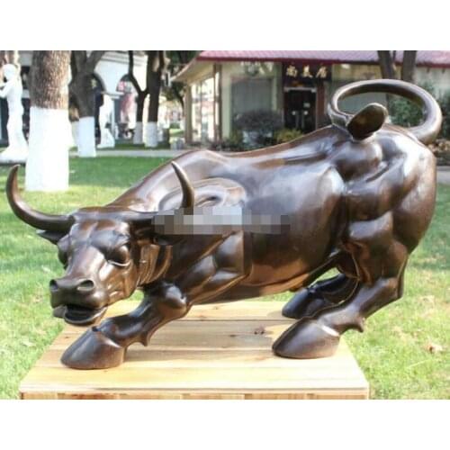 Copper Statue 24'' Bronze Art sculpture Wall Street OX Charging Bull STATUE