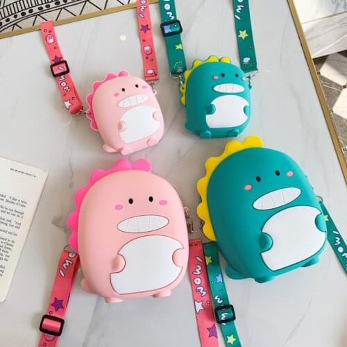 Dinosaur Crossbody Bag Women Silica Gel Zipper Korean Kawaii Mini Messenger Bags Female Coin Phone Purse Organizer Gifts WY68