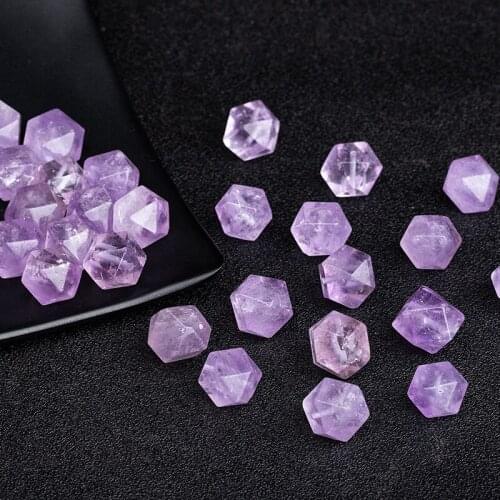 Amethsyt Eight-sided Cube Loose Beads Natural Stone Separated Bead No Hole Reiki Crystal DIY Bracelet Accessories No hole