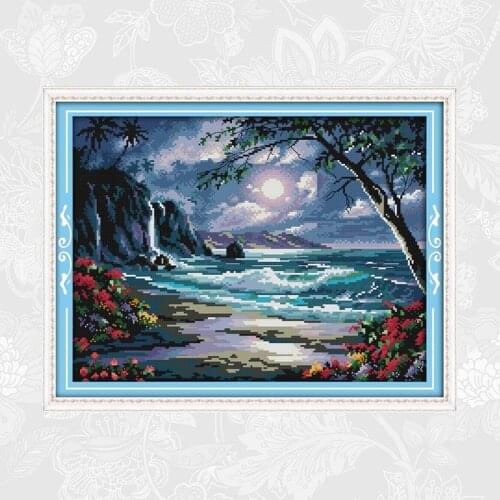 Joy sunday The sea of the moon Cross-stitch Printed on Canvas DIY Handwork Crafts Cross Stitch kits Embroidery Needlework Sets